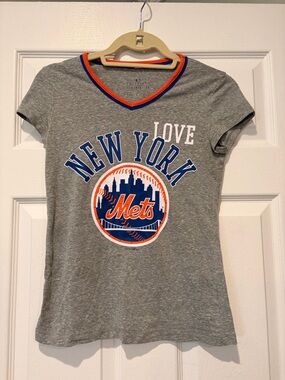 5th & Ocean Grey Tee with Blue and Orange Trim